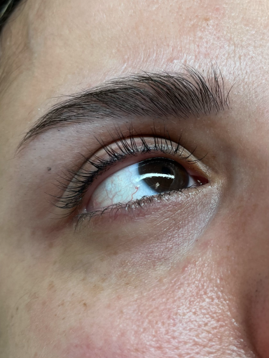 Referenzbild Frauenauge nach Wimpernliftig, Lashlifting.