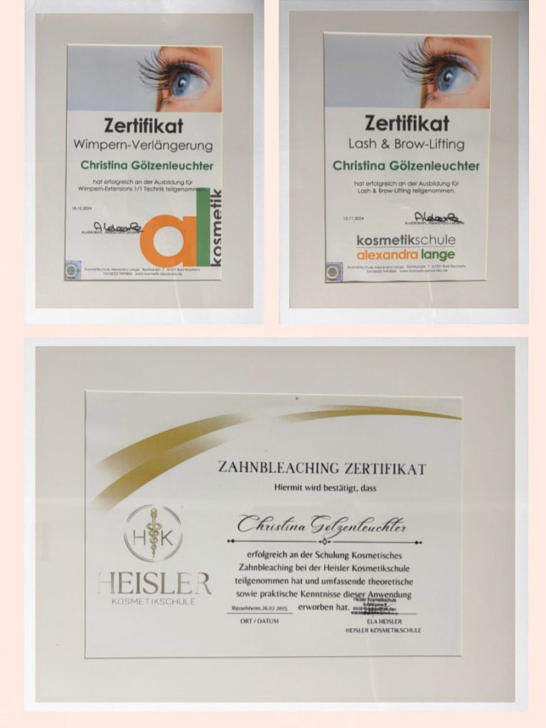 Nachweis der Qualifikation, Schulungszertifikate