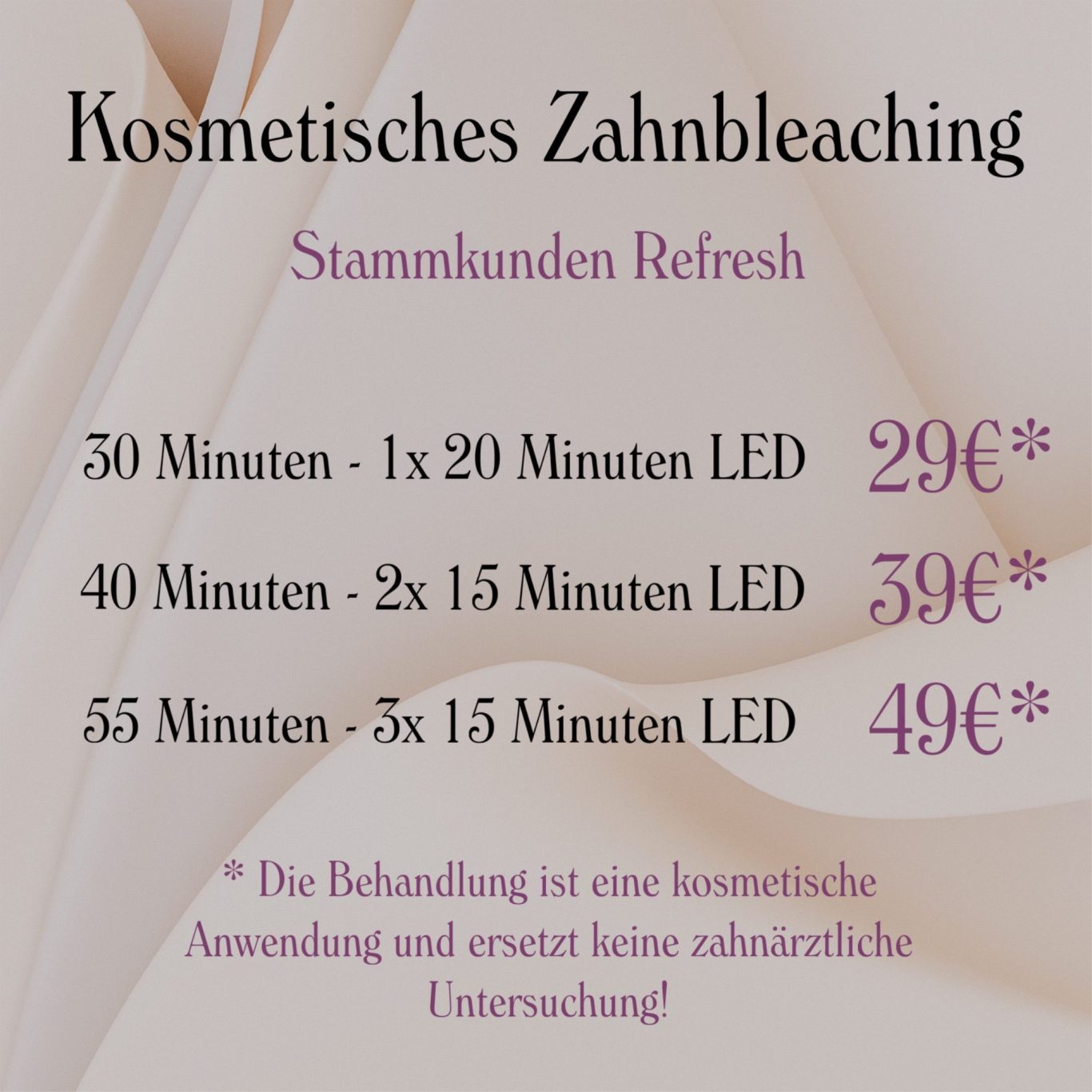 Stammkunden - Refresh Angebot kosmetisches Zahnbleaching, innerhalb von 3 Monaten.