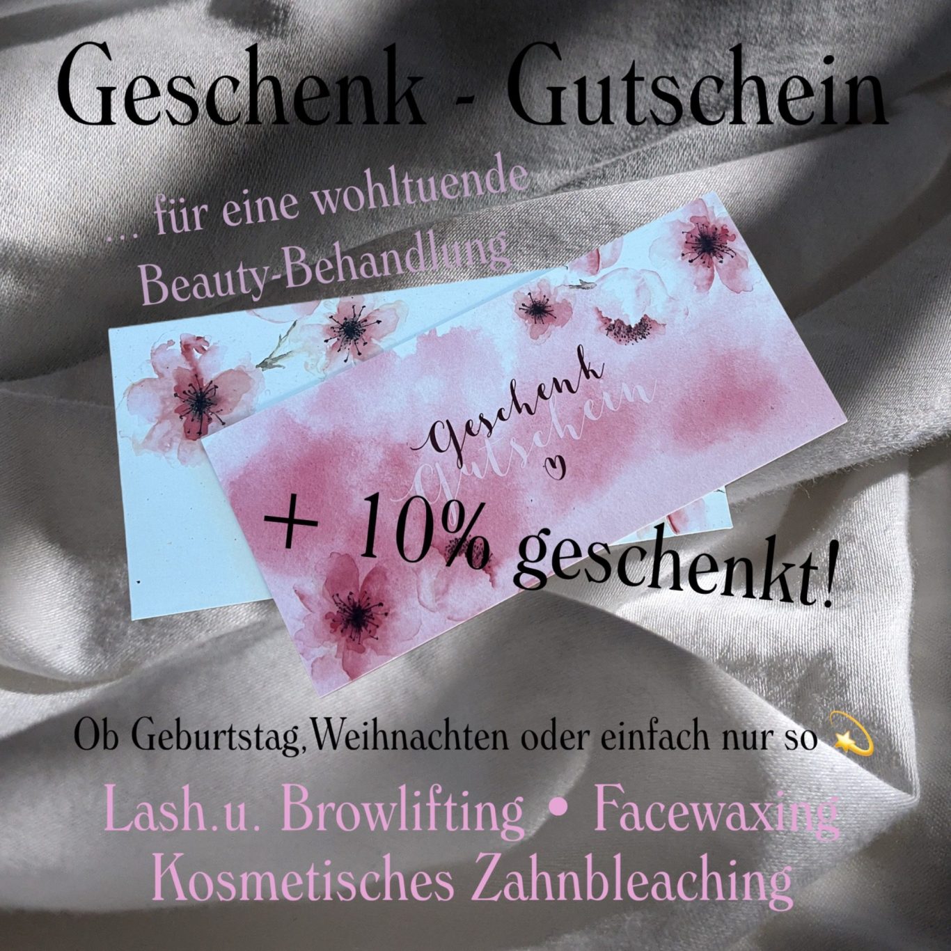 Geschenk - Gutschein mit Zusatzrabatt auf eine Behandlung.