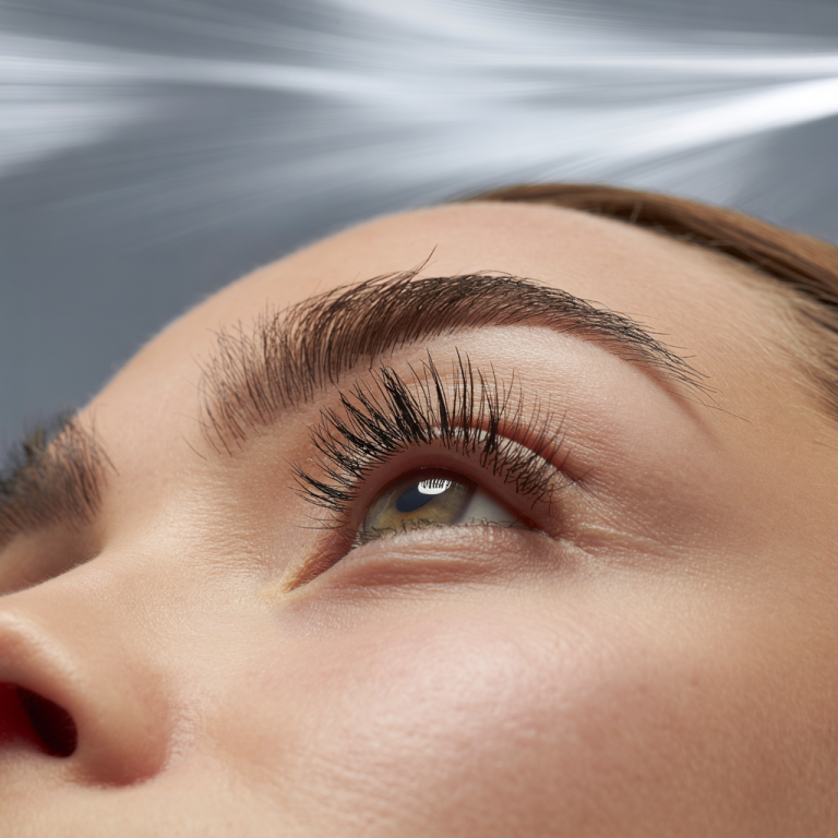 Ausschnittphoto Gesicht, Frau zum Thema Augenbrauen.- beziehungsweise Browlifting